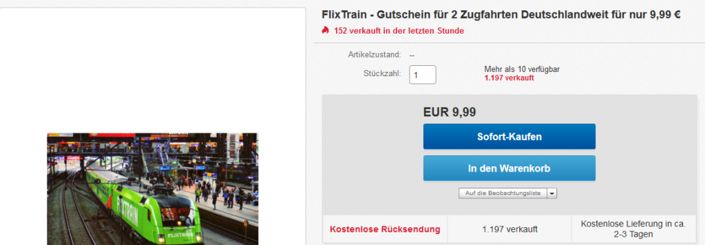 FlixTrain Schnäppchen !Screenshot