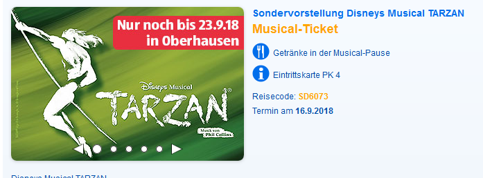 Tarzan Musical Angebote in Oberhausen ab 49,90€ 1