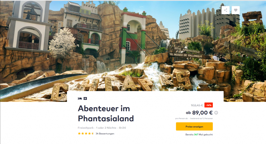 Screenshot Deal-Phantasialand ein Tag voll Adrenalin ab 89,00€