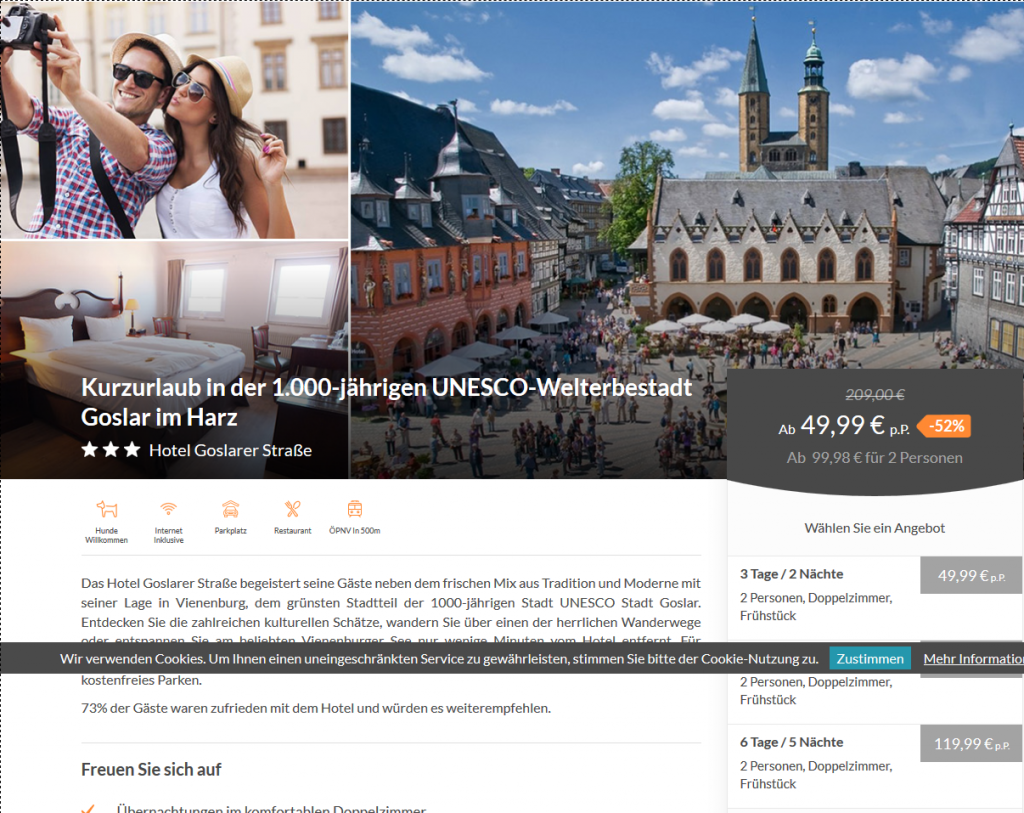 Hotel Goslarer Straße Kurzurlaub in der 1.000 jährigen UNESCO Welterbestadt Goslar im Harz