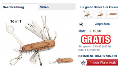 Deal-Screenshot 16in1 Multifunktions Taschenmesser aus Edelstahl mit Echt Holz Griff