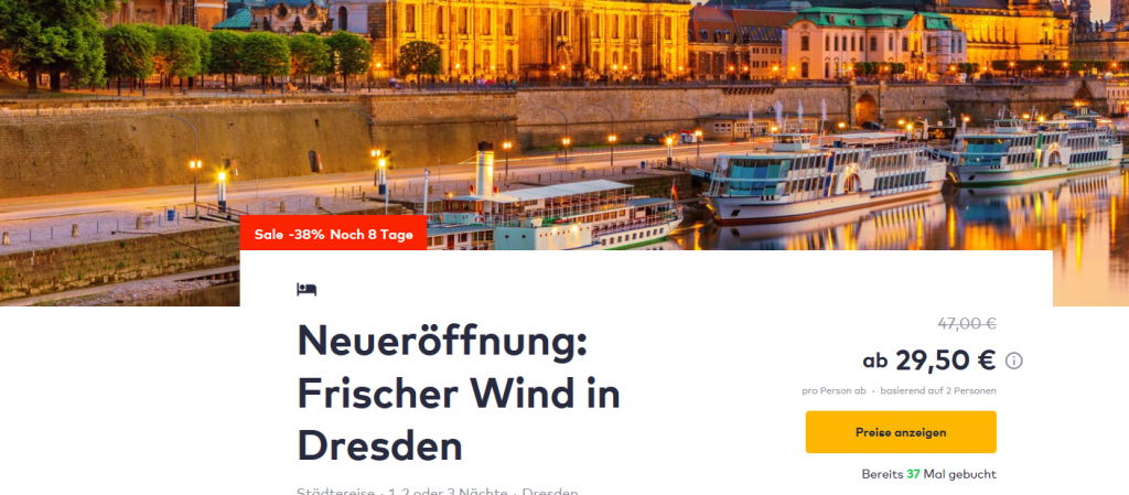 Screenshot Deal - Dresden Hotel Angebot