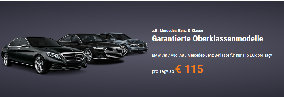 Screenshot Deal-- Garantierte Oberklassenmodelle Jetzt günstig Mercedes Benz S Klasse mieten