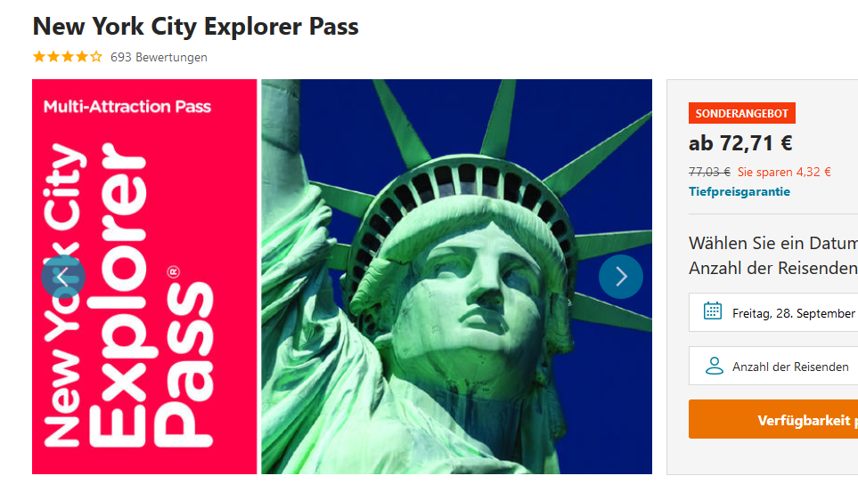 Screenshot Günstig nach New York City Pass für Sehenswürdigkeiten