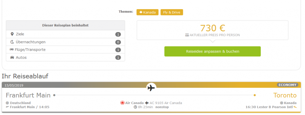 Screenshot Deal Fly Drive Toronto - Selbstfahrer Rundreise 12 Tage Fly & Drive ab 730,00€