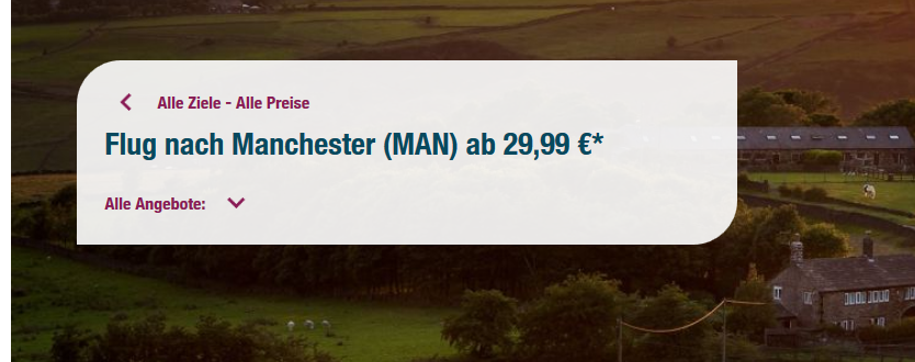 Screenshot Deal Günstigen Flug Manchester bis Düsseldorf ab 29,00€ - Manchester