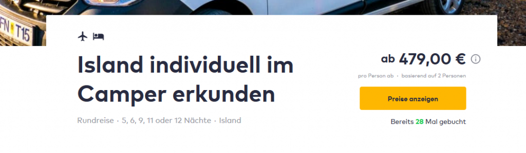 Screenshot Deal Island entdecken mit dem Camper günstig ab 479,00€ - Reykjavik Island 5-11 Nächte