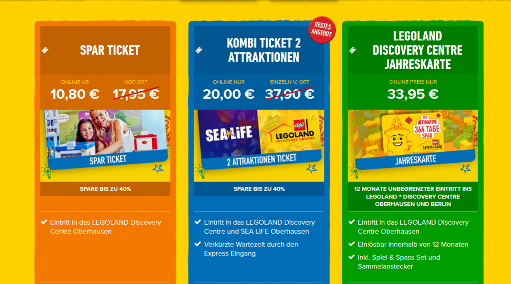 Screenshot Deal Jahreskarte für Legoland günstig ab 33,95€ - Oberhausens Freizeitspark