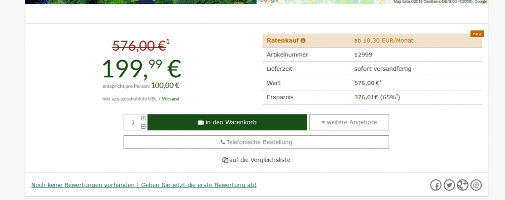 Screenshot Deal Wellnessurlaub in Deutschland 65 % günstiger ab 199,99 anstatt 576,00€