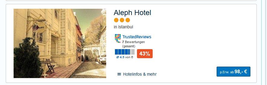 Screenshot Flugdeal Istanbul interessante Orte - Flüge ab 92,00€ & Hotel ab 98,00€ = 1 Woche