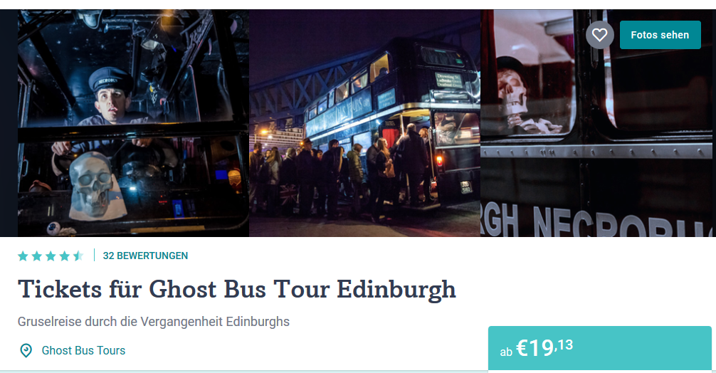 Screenshot Deal Ghost Tour Edingburgh ab 19,13€