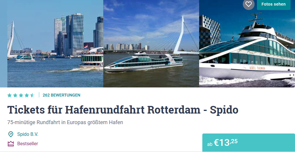 Screenshot Deal Hafenrundfahrt Rotterdam ab 13,25€