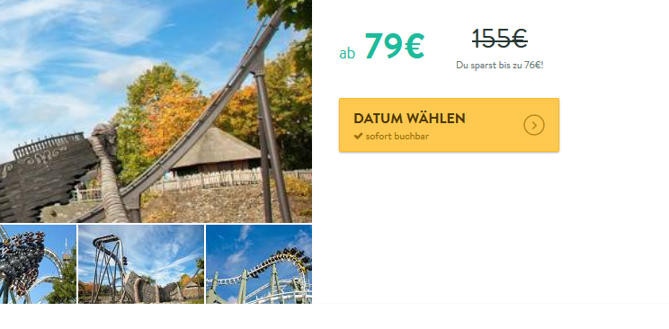 Screenshot Deal Heide Park Soltau günstiger Heidepark Eintritt ab 79,00€ + Übernachtung