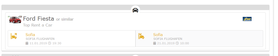 Screenshot Mietwagen Deal in Sofia während Skiurlaub in Sofia 10 Nächte