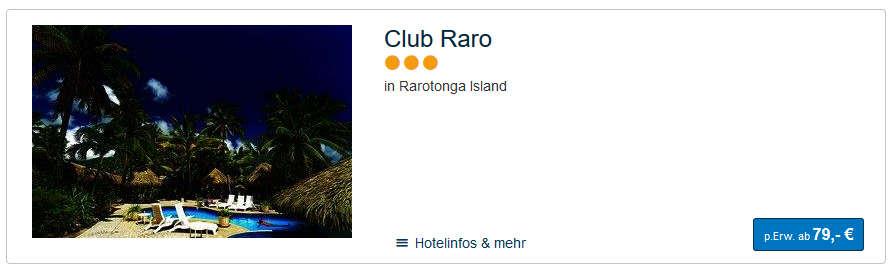 Rarotonga Insel Hotel ab 79,00€ die Nacht pro Person