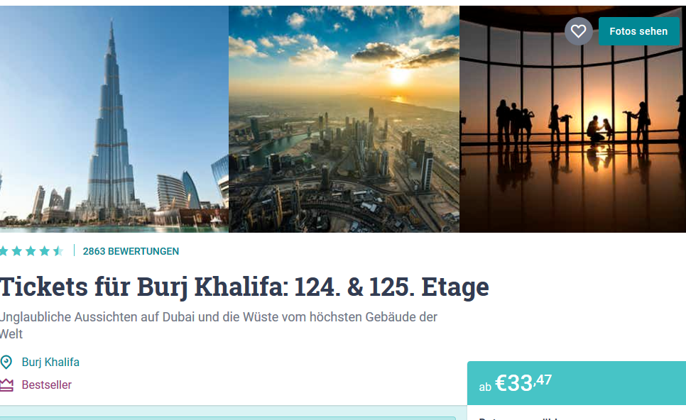 Screenshot Deal Burj Khalifa das höchste Gebäude der Welt ab 33,47€