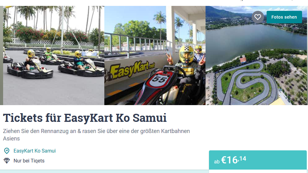 Screenshot Deal Koh Samui Kartbahn Tagesticket ab 16,14€ - Kartfahren in Thailand