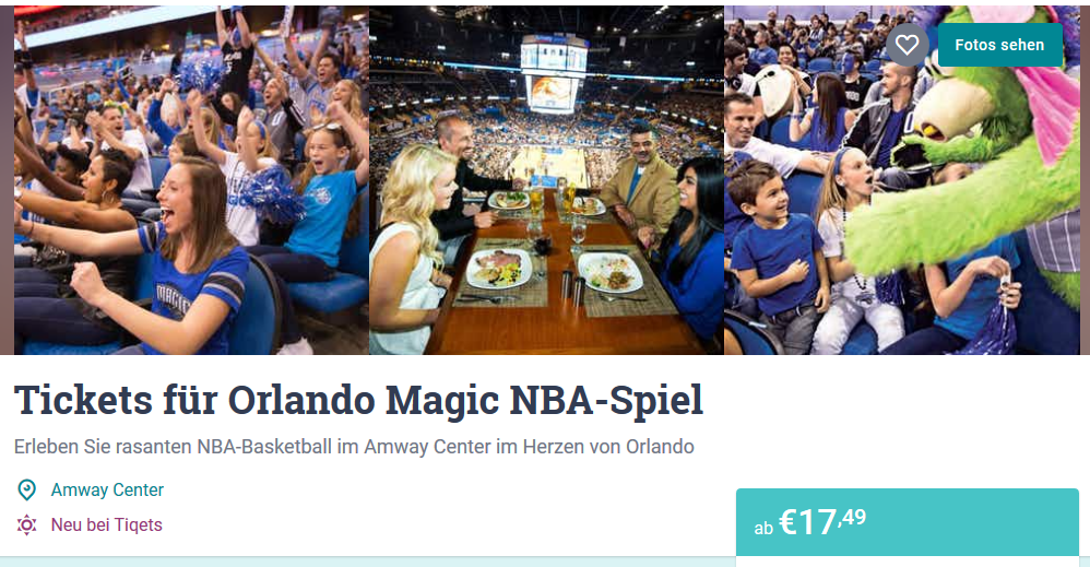 Städtereise nach Orlando ab 579,00€ - NBA Spiel Orlando Ticket ab 17,49€ 1