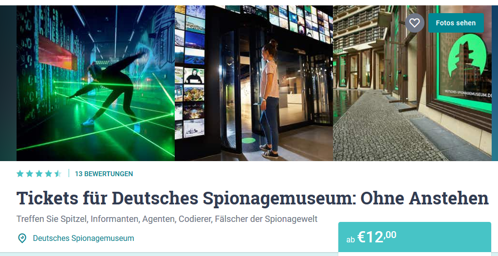Screenshot Ticket für Spionagemuseum Berlin
