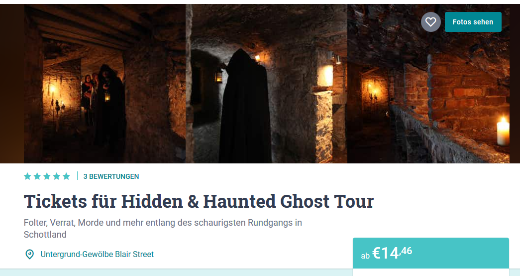 Ticket für Geister Tour in Edingburgh