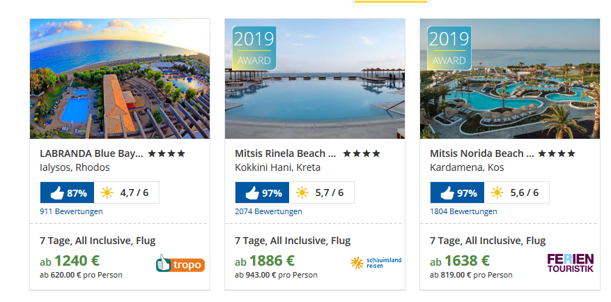 Frühbucher Urlaubsdeals findet Ihr bei Holidaycheck in Massen - Screenshot