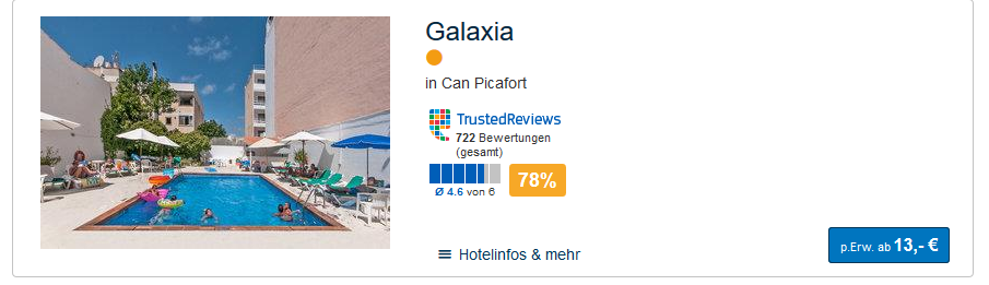 Hotel ab 13,00€ die Nacht Mallorca Urlaub 2019 - Screenshot