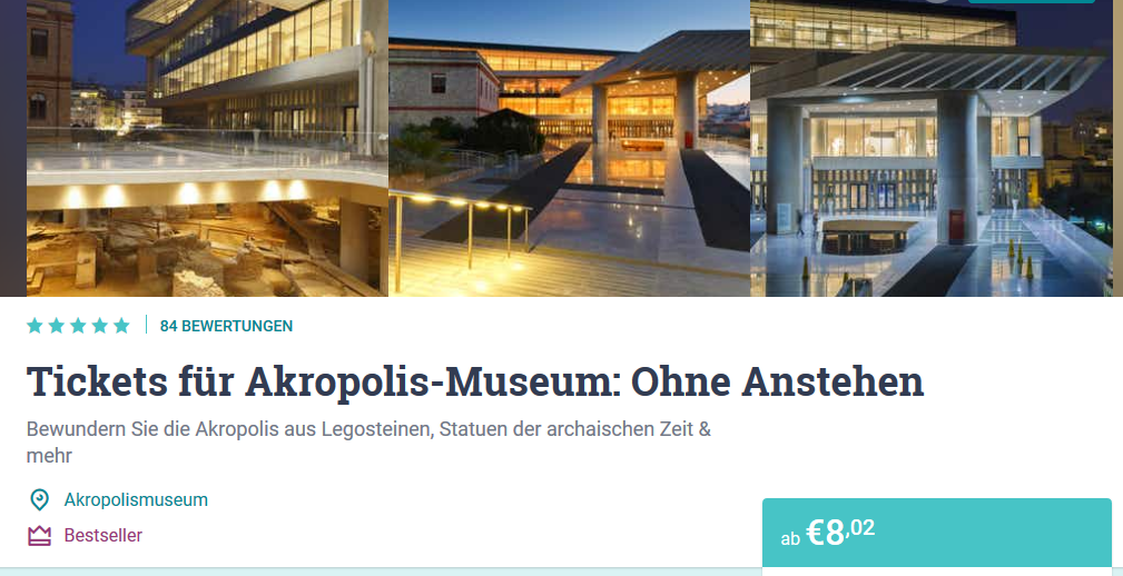 Screenshot Akropolis Museum Ticket günstig kaufen
