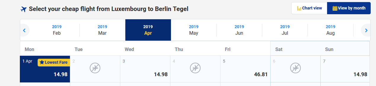 Screenshot Deal Beispiel Flug Luxemburg - Berlin ab 14,98€ - Hotel ab 11,00€