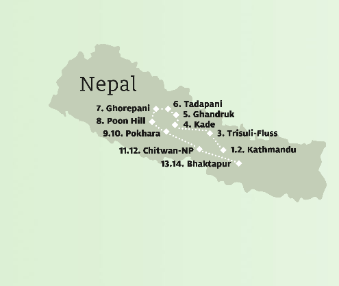 YOLO Reisen in Nepal Screenshot der Route