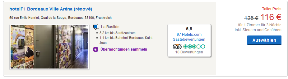 Buch dein Hotel hier pro Person ab 58,00€ - Screenshot