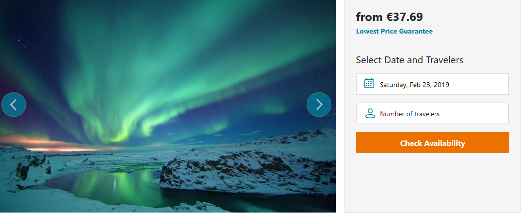 Screenshot Deal Reykjavik Polarlichtertour jetzt erleben ab 37,77€ Nordlichter Tour