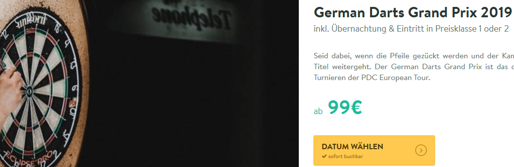 Screenshot Deal German Darts Grand Prix Ticket & Hotel ab 99,00€
