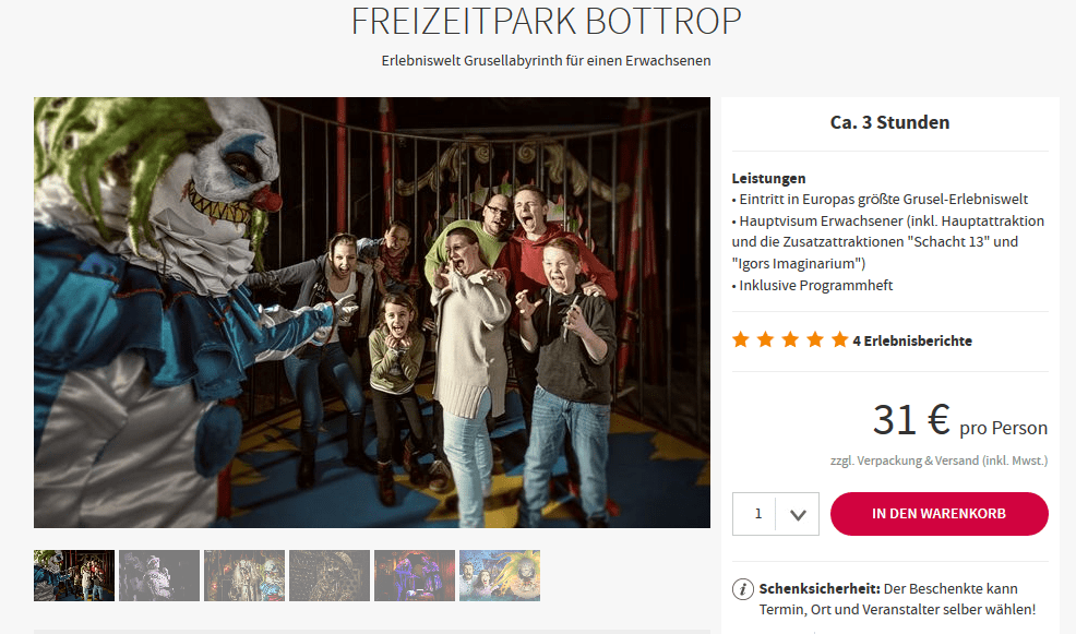 Screenshot Deal Freizeitpark Bottrop ab 31,00€ - Grusel Erlebniswelt Grusellabyrinth