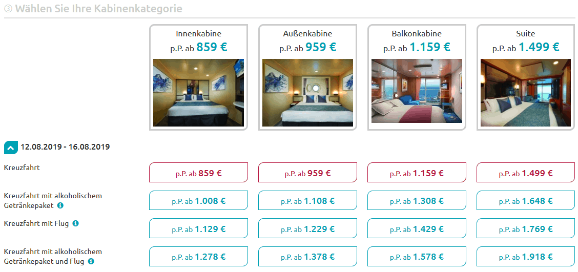 Screenshot Deal übersicht der Tickets World Club Cruise Edition nur 859,00€ Big City Beats