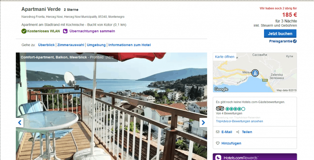 Hotel Herceg Novi nur 92,50€ pro Person - Screenshot Hotels