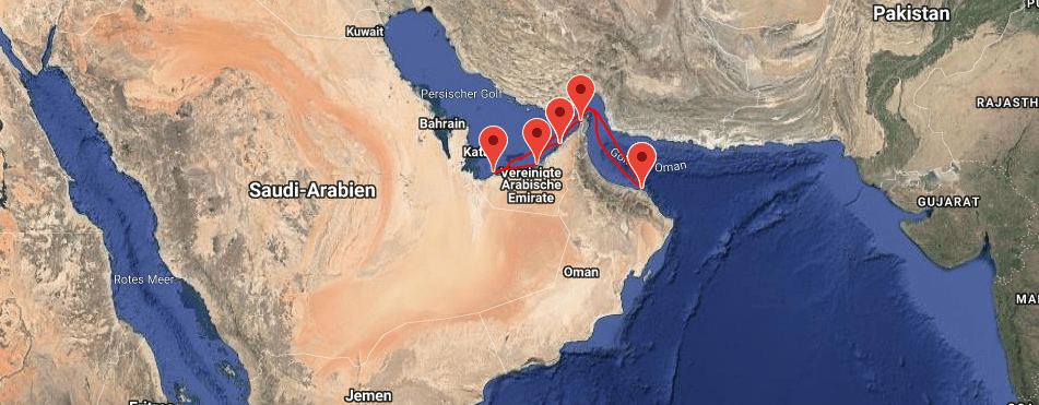 Route der MSC Dubai - Screenshot