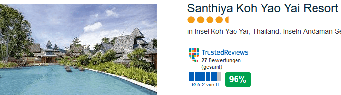 Santhiya Koh Yao Yai Resort & Spa - 96% positive Bewertung