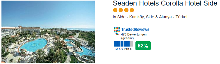 82% positive Bewertung hat das Seaden Hotels Corolla Hotel Side